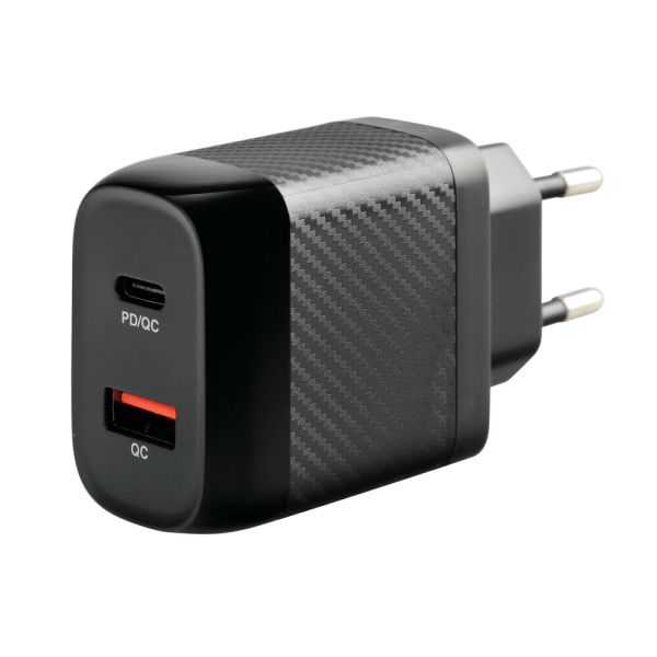 ΠΡΙΖΑ ΣΠΙΤΙΟΥ 100/230V ΜΕ 2 USB  TYPE A + TYPE C 20W HOME POWER ULTRA FAST CHARGER