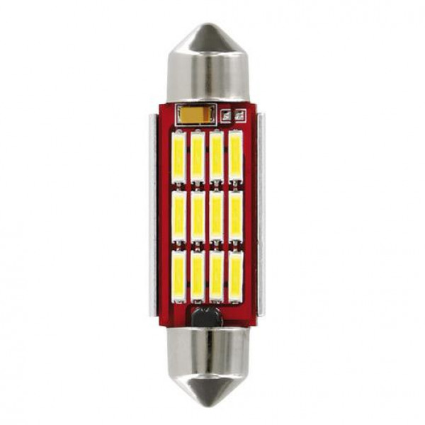 ΛΑΜΠΑΚΙ ΠΛΑΦΟΝΙΕΡΑΣ 12V 12x41mm 150lm ΛΕΥΚΟ MEGA-LED12 (ΔΙΠΛΗΣ ΠΟΛΙΚΟΤΗΤΑΣ- CAN-BUS) BLISTER 1ΤΕΜ.