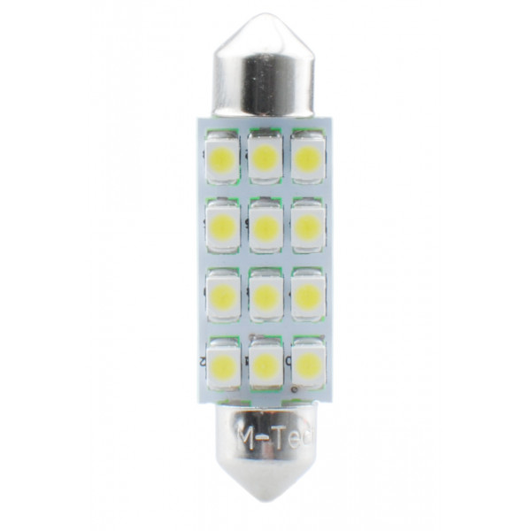 ΛΑΜΠΑΚΙΑ ΠΛΑΦΟΝΙΕΡΑΣ C5W/C10W 12V 0,96W SV8,5 41mm PREMIUM LED 12xSMD3528 ΛΕΥΚΟ 1ΤΕΜ.