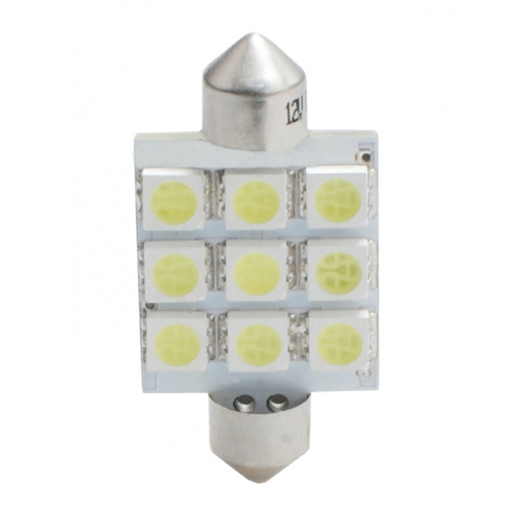 ΛΑΜΠΑΚΙΑ ΠΛΑΦΟΝΙΕΡΑΣ C5W/C10W 12V 1,44W SV8,5 41mm PREMIUM LED 9xSMD5050 ΛΕΥΚΟ 1ΤΕΜ.