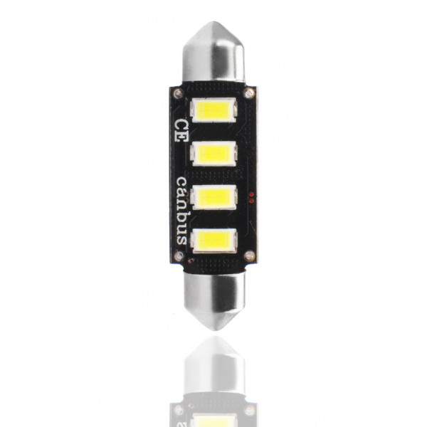 ΛΑΜΠΑΚΙΑ ΠΛΑΦΟΝΙΕΡΑΣ C5W/C10W 12V 2W SV8,5 41mm CAN-BUS+RADIATOR LED 4xSMD5730 ΛΕΥΚΟ 1ΤΕΜ. M-TECH