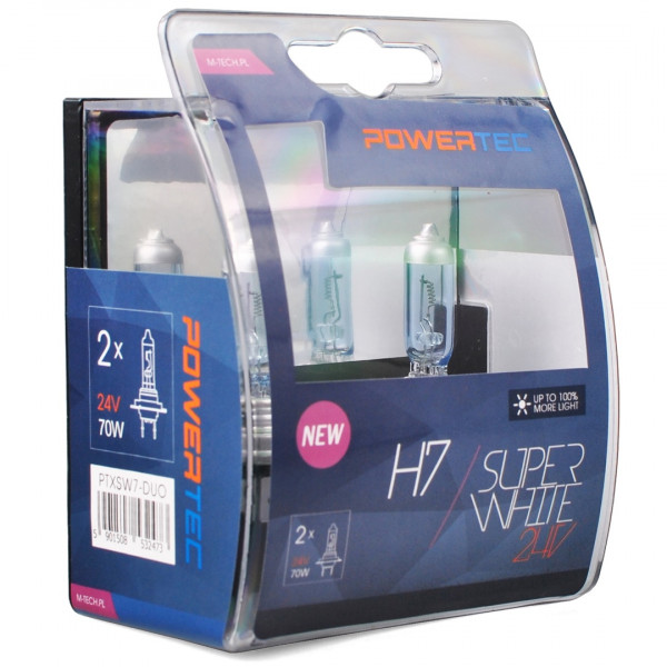 H7 24V 70W 3.450K PX26d POWERTECK SUPERWHITE BLISTER 2ΤΕΜ. M-TECH