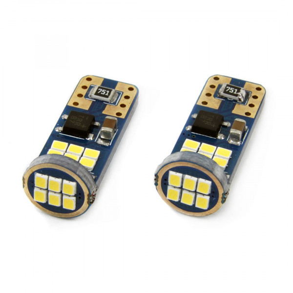 T10e W5W CANBUS 12/24V 2,2W LED 18xSMD2016 ULTRA BRIGHT ΛΕΥΚΟ 5600K 10x25mm AMIO – 2 ΤΕΜ.