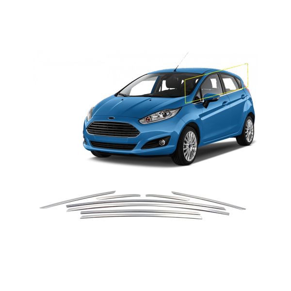 FORD FIESTA HB 5D 09+ TRIM ΠΑΡΑΘΥΡΩΝ ΑΝΩ  ΑΝΟΞΕΙΔΩΤΟ ΑΤΣΑΛΙ ΧΡΩΜΙΟ ​ S-DIZAYN - 8 TEM.