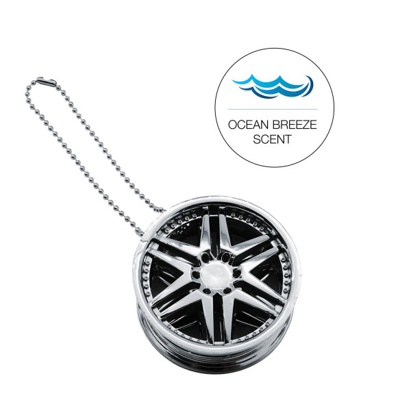 ΑΡΩΜΑΤΙΚΟ ΚΡΕΜΑΣΤΟ ΣΕ ΣΧΗΜΑ ΖΑΝΤΑΣ CHROME WHEEL OCEAN BREEZE 6cm SIMONI RACING - 1 TEM.