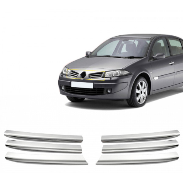 RENAULT MEGANE HB 5D/SD/SW 2004-2005 ΔΙΑΚΟΣΜΗΤΙΚΕΣ ΓΡΙΛΙΕΣ ΜΑΣΚΑΣ ΕΜΠΡΟΣ ΧΡΩΜΙΟΥ 6ΤΕΜ