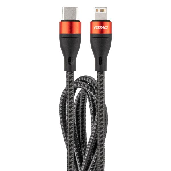 ΚΑΛΩΔΙΟ ΦΟΡΤΙΣΗΣ ΚΑΙ ΣΥΓΧΡΟΝΙΣΜΟΥ USB TYPE C ΣΕ LIGHTNING 200cm 2.4A UC-19 AMIO - 1 ΤΕΜ.