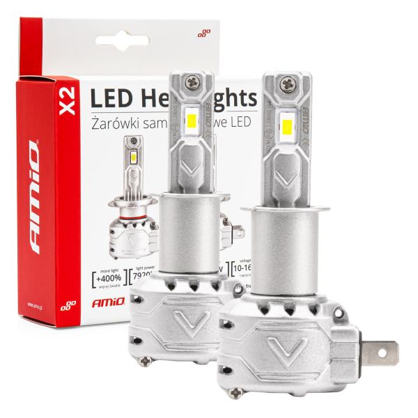 ΛΑΜΠΕΣ LED H3 10-16V 72W 6.500K 7920lm CAN BUS (ME ΑΝΕΜΙΣΤΗΡΑΚΙ) X2 SERIES AMIO - 2ΤΕΜ.