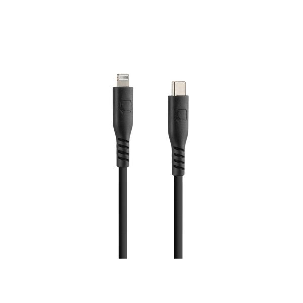 ΚΑΛΩΔΙΟ ΦΟΡΤΙΣΗΣ USB TYPE C &gt;APPLE 8PIN 3000mA/60W (PD POWER DELIVERY) ΣΙΛΙΚΟΝΗΣ ΜΑΥΡΟ 20cm OPTILINE LAMPA - 1 TEM.