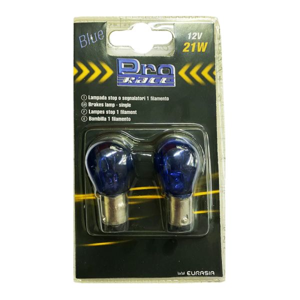 P21W 12V 21W BA15s ΜΟΝΟΠΟΛΙΚΟ ΜΠΛΕ BLUE DYED-GLASS 2ΤΕΜ. BLISTER