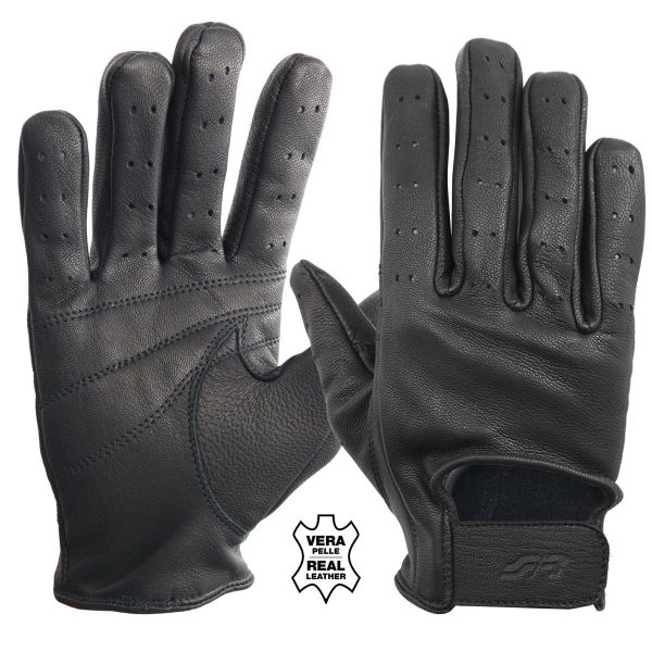 ΓΑΝΤΙΑ ΟΔΗΓΟΥ ΔΕΡΜΑΤΙΝΑ ΜΑΥΡΑ (L) ΔΙΑΤΡΗΤΑ VINTAGE GLOVES SIMONI RACING  - 1 σετ.