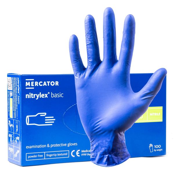 ΓΑΝΤΙΑ ΝΙΤΡΙΛΙΟΥ MERCATOR NITRYLEX BASIC ΣΕ ΜΠΛΕ ΧΡΩΜΑ SMALL (S) ΑΜΙΟ - 100 ΤΕΜ.