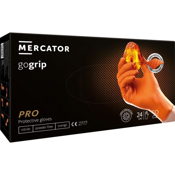 ΓΑΝΤΙΑ ΝΙΤΡΙΛΙΟΥ MERCATOR GOGRIP ΣΕ ΠΟΡΤΟΚΑΛΙ ΧΡΩΜΑ SMALL (S) ΑΜΙΟ - 50 ΤΕΜ.