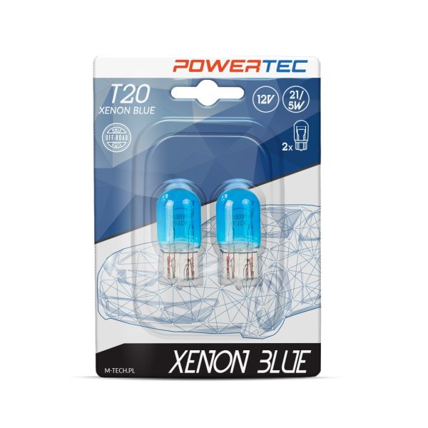 W21/5W (T20) 12V POWERTEC XENON BLUE M-TECH - 2 τεμ.