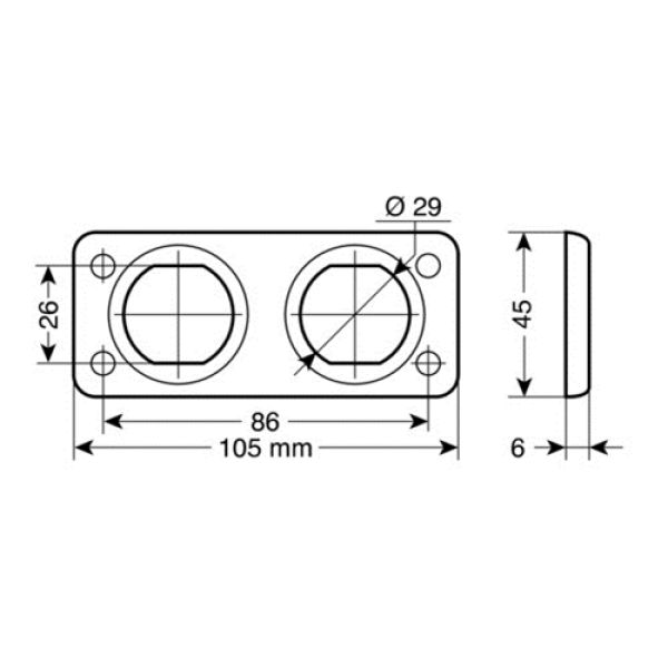 ΒΑΣΗ ΔΙΠΛΗ ΓΙΑ ΠΡΙΖΕΣ ΕΧΤ 105x45mm