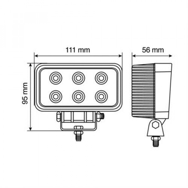 ΠΡΟΒΟΛΕΑΣ ΕΡΓΑΣΙΑΣ WL-2 18W 1200LM  ΜΕ 6 LED ΚΑΡΦΙ 10-30V/21W 6.000K (111 x 95 x 56 mm) -1ΤΕΜ.