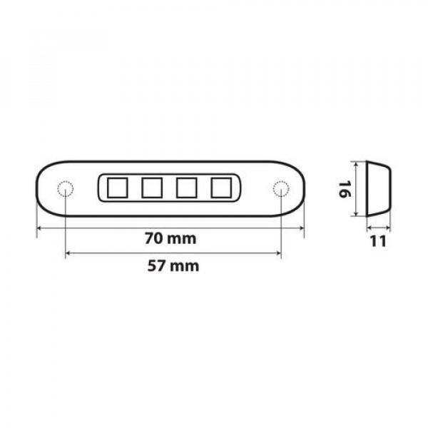 ΦΩΣ ΟΓΚΟΥ ΦΟΡΤΗΓΟΥ 4LED ΛΕΥΚΟ 12/24V 70x16x11mm ΑΔΙΑΒΡΟΧΟ 1ΤΕΜ.