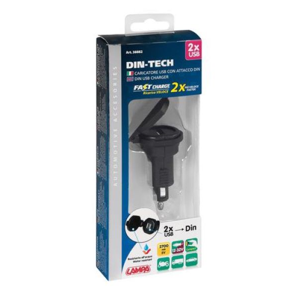 ΑΝΤΑΠΤΟΡΑΣ ΑΝΑΠΤΗΡΑ UNI-TECH 12/32V ΑΠΟ DIN ΣΕ 2 USB 2700mA FAST CHARGER ΑΔΙΑΒΡΟΧΟΣ