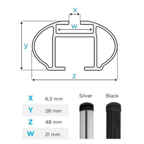 ΜΠΑΡΕΣ ΟΡΟΦΗΣ ΑΝΟΔΙΩΜΕΝΟΥ ΑΛΟΥΜΙΝΙΟΥ TIGER BLACK 120 cm MENABO (STANDARD - RAISED/FLUSH RAILS) - 2 ΤΕΜ.