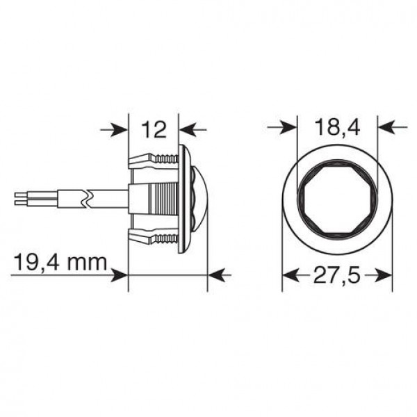 ΦΩΣ ΟΓΚΟΥ 12/24V LED ΛΕΥΚΟ ΣΤΡΟΓΓΥΛΟ 19,5mm 1ΤΕΜ.