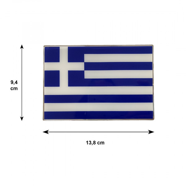 GREECE ΑΥΤΟΚΟΛΛΗΤΗ ΕΛΛΗΝΙΚΗ ΣΗΜΑΙΑ 13,8 X 9,4 cm ΜΠΛΕ/ΛΕΥΚΟ/ΧΡΩΜΙΟ ΜΕ ΕΠΙΚΑΛΥΨΗ ΕΠΟΞΕΙΔΙΚΗΣ ΡΥΤΙΝΗΣ (ΥΓΡΟ ΓΥΑΛΙ) - 1 ΤΕΜ.