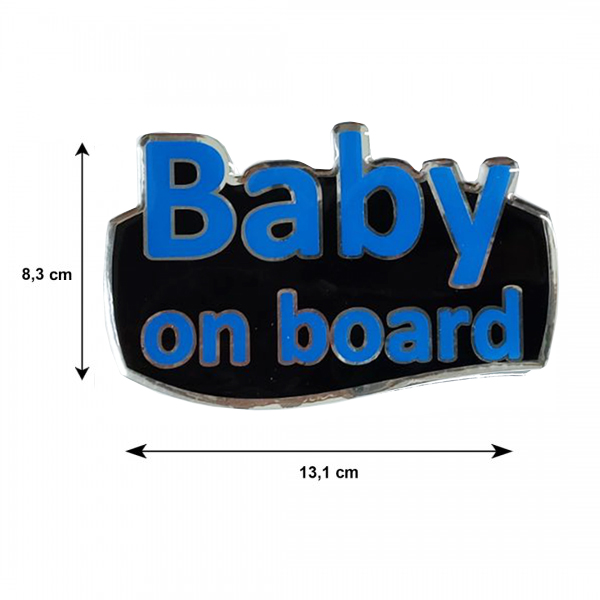 BABY ON BOARD ΑΥΤΟΚΟΛΛΗΤΟ ΕΞΩΤΕΡΙΚΗΣ ΧΡΗΣΗΣ 13,1 Χ 8,3cm ΜΠΛΕ/ΜΑΥΡΟ/ΧΡΩΜΙΟ ΜΕ ΕΠΙΚΑΛΥΨΗ ΣΜΑΛΤΟΥ - 1 ΤΕΜ.