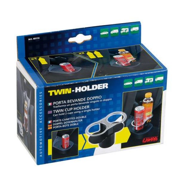 ΠΟΤΗΡΟΘΗΚΗ ΔΙΠΛΗ TWIN-HOLDER - ΘΗΚΕΣ 68 mm (ΜΕ ΒΑΣΗ 65 mm) ΤΑΦ ΠΟΤΗΡΟΘΗΚΗΣ