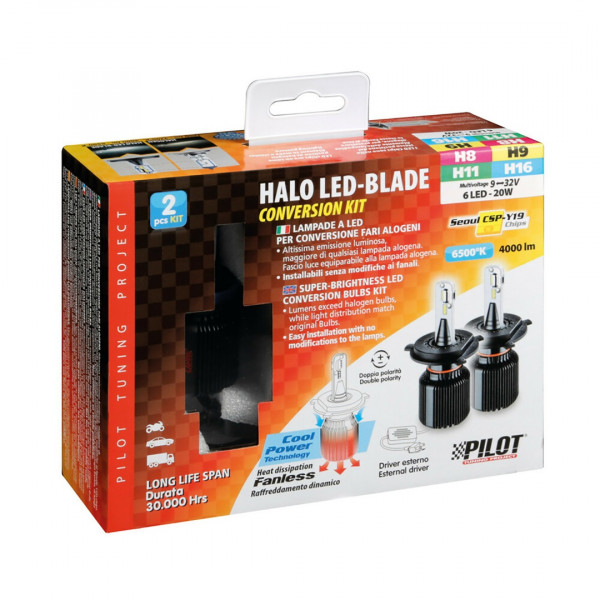 H8/H11/H16 9-32V PGJ19-X 6LED 6.500K 4.000lm 20W CANBUS SEOUL CSP-Y19chips HALO LED BLADE 2ΤΕΜ.