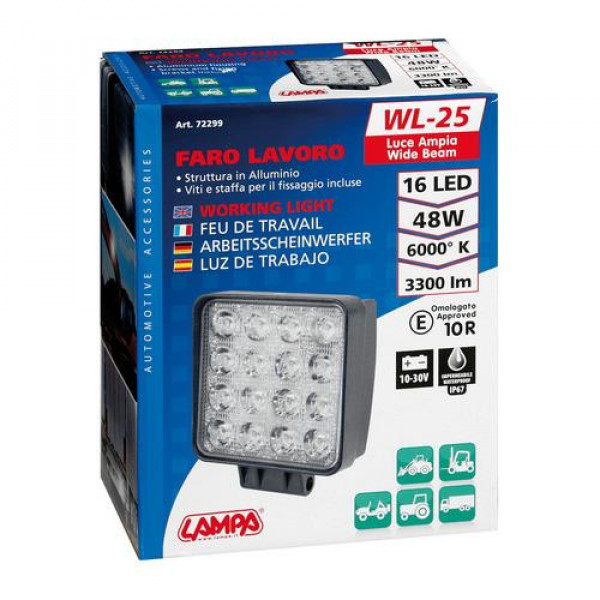 ΠΡΟΒΟΛΕΑΣ ΕΡΓΑΣΙΑΣ  WL-25 16LED 48W 3300lm 10-30V (108x128x58mm) ΦΩΣ ΔΙΑΘΛΑΣΗΣ -1ΤΕΜ.