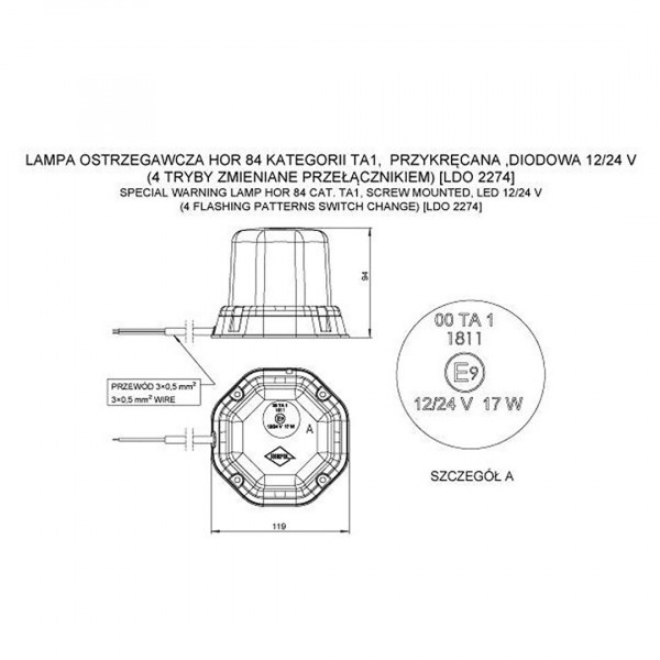 ΦΑΡΟΣ LED IP56 ECE 12-24V ΒΙΔΩΤΟΣ 48LED ΠΟΡΤΟΚΑΛΙ 94x119mm