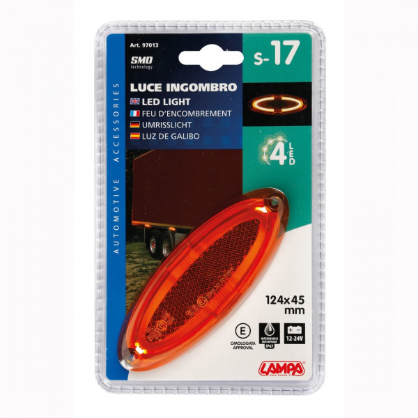 ΦΩΣ ΟΓΚΟΥ 4LED ΠΟΡΤΟΚΑΛΙ ΧΡΩΜΑΤΟΣ SMD 12/24V 124 mm -1ΤΕΜ.