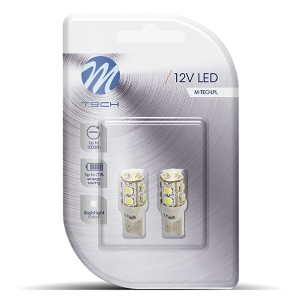 W5W 12V T10 W2,1x9,5d LED 9xSMD3528 ΜΠΛΕ (ΚΑΡΦΩΤΟ ΑΚΑΛΥΚΟ) BLISTER 2ΤΕΜ. M-TECH