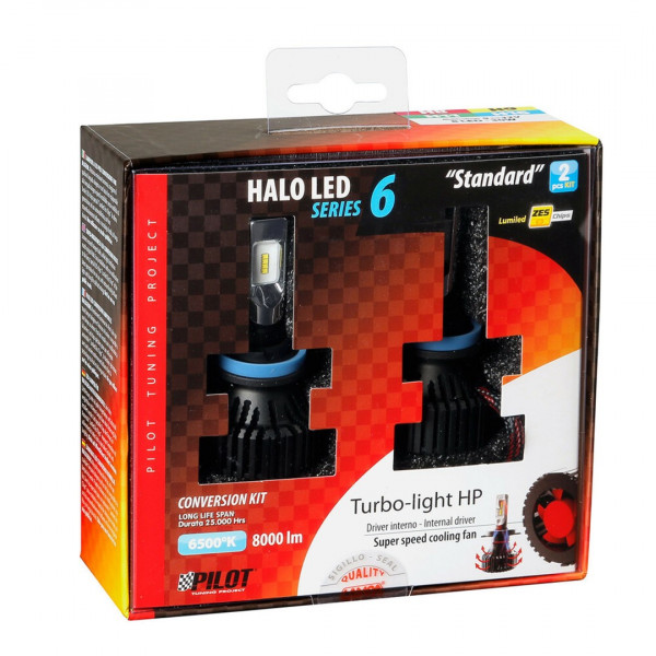 H8/H9/H11/H16 9-32V 6.500K 8.000lm 60W PGJ19-X HALO LED SERIE 6 STANDARD 8LED ZES 2ΤΕΜ. LED KIT