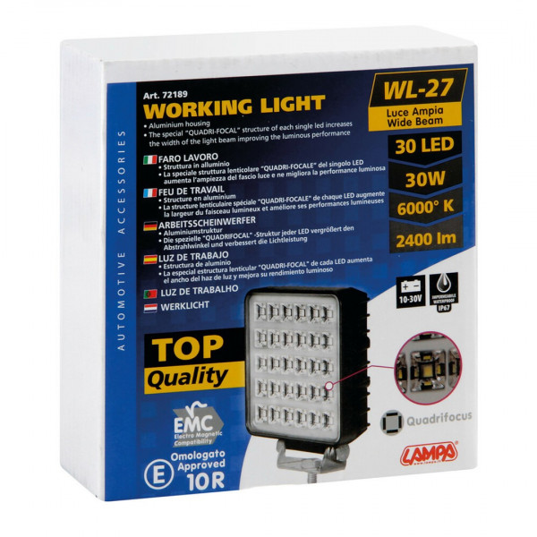 ΠΡΟΒΟΛΕΑΣ ΕΡΓΑΣΙΑ ΤΕΤΡΑΓΩΝΟΣ WL-27 30LED 30W 2.400lm 10-30V 136,5x111x34,8mm ΦΩΣ ΔΙΑΘΛΑΣΗΣ 1ΤΕΜ.