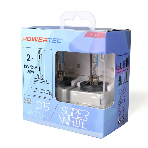 D1S 12V 34W PK32d-2 5.000K POWERTEC SUPER WHITE 2ΤΕΜ. M-TECH