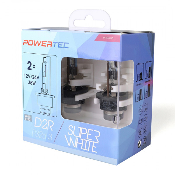 D2R 12V 34W P32d-3 5.000K POWERTEC SUPER WHITE 2ΤΕΜ. M-TECH