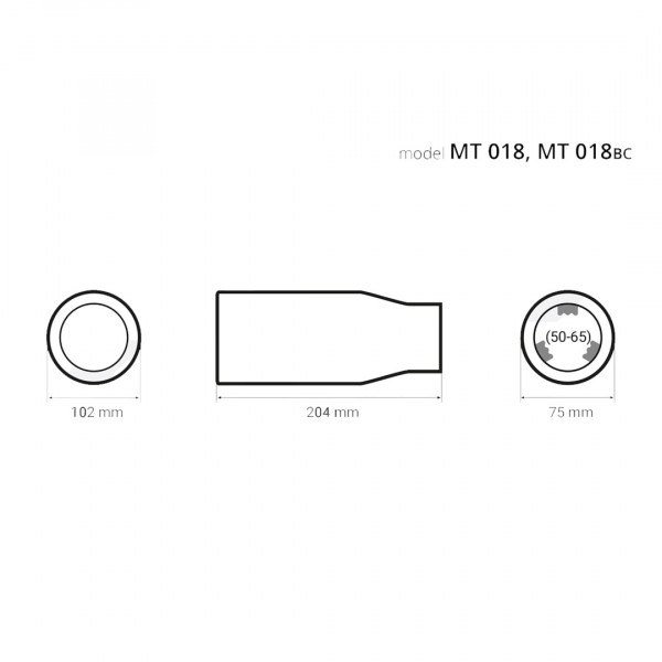 ΑΚΡΟ ΕΞΑΤΜΙΣΗΣ MT-018 50-65mm - ΣΤΡΟΓΓΥΛΟ AMIO – 1 ΤΕΜ.