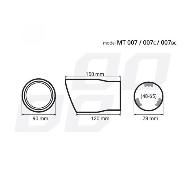 ΑΚΡΟ ΕΞΑΤΜΙΣΗΣ MT-007BLC 48-65mm - ΣΤΡΟΓΓΥΛΟ AMIO – 1 ΤΕΜ.