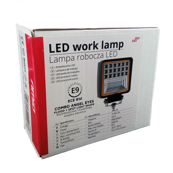 ΠΡΟΒΟΛΕΑΣ ΕΡΓΑΣΙΑΣ WORKING LAMP 42LED 3030 9-36V 3360lm 6000K 110x110mm AWL12 AMIO – 1 ΤΕΜ.