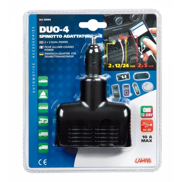 ΑΝΤΑΠΤΟΡΑΣ ΑΝΑΠΤΗΡΑ 2 ΦΙΣ ΑΝΑΠΤΗΡΑ+2 USB 12/24V DUO-4