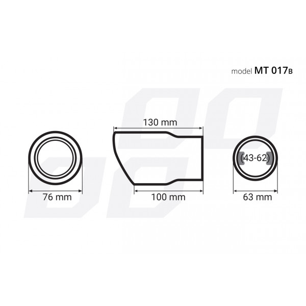 ΑΚΡΟ ΕΞΑΤΜΙΣΗΣ ΜΑΥΡΟ 130x76mm Φ43>62