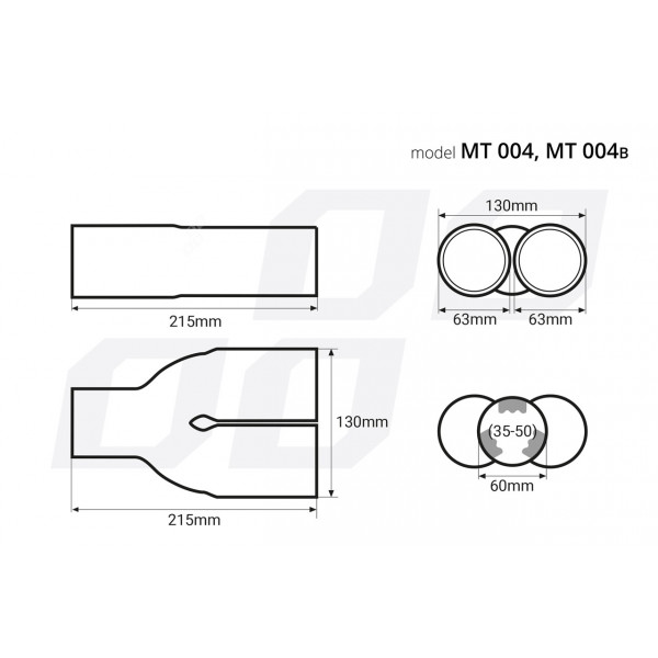 ΑΚΡΟ ΕΞΑΤΜΙΣΗΣ ΔΙΠΛΗ ΑΠΟΛΗΞΗ ΜΑΥΡΟ  130x215mm Φ35>50mm