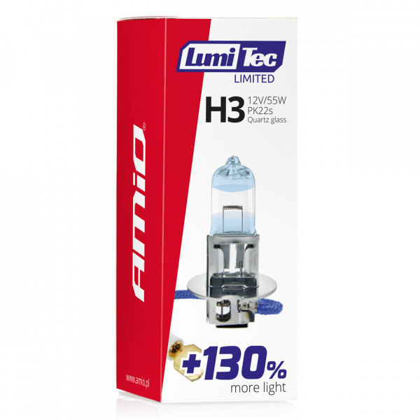 H3 12V 55W PK22s LUMITEC LIMITED +130%  UP TO 40m AMIO - 1 ΤΕΜ.