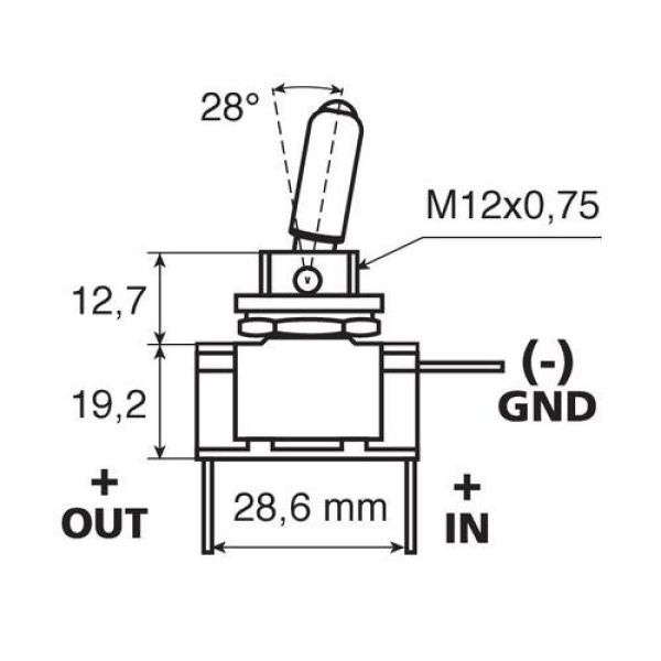 ΔΙΑΚΟΠΤΗΣ ΑΕΡΟΠΟΡΙΚΟΥ ΤΥΠΟΥ 2 ΘΕΣΕΩΝ 12,2mm 12V 20A ΜΕ LED ΠΡΑΣΙΝΟ