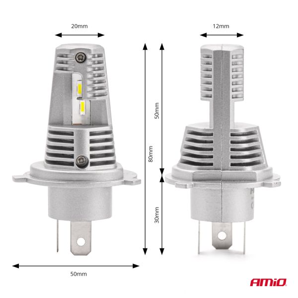 ΛΑΜΠΕΣ LED H4 10-16V 40W 6.500K 4400lm  (ΑΝΕΜΙΣΤΗΡΑΚΙ) X1 AMIO - 2ΤΕΜ.