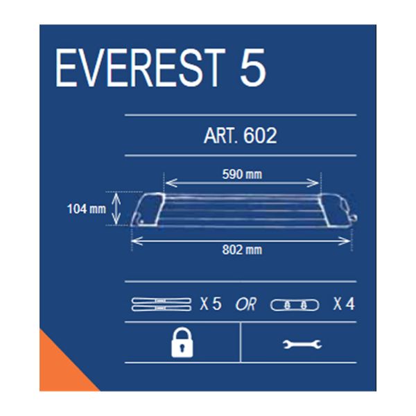 ΒΑΣΗ ΣΚΙ ΟΡΟΦΗΣ 5 ΖΕΥΓΑΡΙΑ ΣΚΙ/ 4 SNOWBOARD ΑΛΟΥΜΙΝΙΟΥ ΑΣΗΜΙ ΜΕ ΚΛΕΙΔΙ EVEREST 5 K39