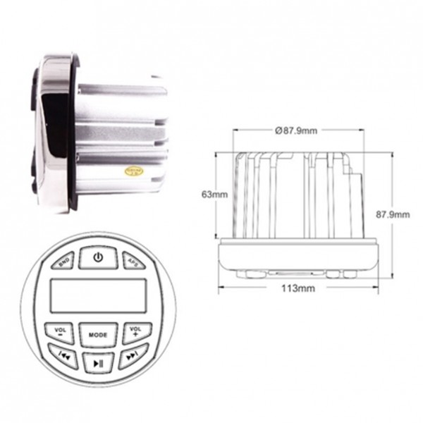 HASDA MP3 PLAYER 113 mm- 5V-4X40W ΜΕ ΡΑΔΙΟΦΩΝΟ/USB/BLUETOOTH (ΑΔΙΑΒΡΟΧΟ/ΣΤΡΟΓΓΥΛΟ/ΜΑΥΡΟ ΧΡΩΜΙΟΜΕΝΟ ΔΑΧΤΥΛΙΔΙ)