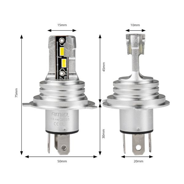 ΛΑΜΠΕΣ LED H4 H-SERIES 9&gt;18V 42W 6500K 3600lm +200% CSP LED  ΑMiO - 2 TEM.