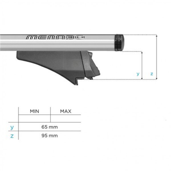 ΜΠΑΡΕΣ ΟΡΟΦΗΣ ΑΛΟΥΜΙΝΙΟΥ BLADE M SILVER 118cm ΜΕ ΑΚΡΑ ALFA HIGH ΓΙΑ FLUSH / STANDARD RAILS MENABO - 2 ΤΕΜ.