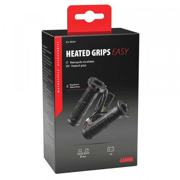 ΧΕΡΟΥΛΙΑ MOTO ΘΕΡΜΑΙΝΟΜΕΝΑ 12V HEATED GRIPS EASY ΜΑΥΡΑ 4 ΕΠΙΠΕΔΩΝ ΘΕΡΜΑΝΣΗΣ LAMPA - 2 ΤΕΜ.